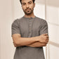 Men Mud Brown Cotton Flex Yoga Kurta