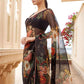 Sabyasachi Inspired Black Floral Organza Party Wear Saree