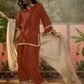 Women Cotton Embroidered Straight Kurta And Farshi Salwar With Dupatta Set