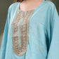 Women Ethnic Motifs Embroidered Regular Mirror Work Pure Cotton Kurta with Patiala