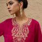 Ethnic Motifs Embroidered Thread Work Velvet Kurta With Patiala