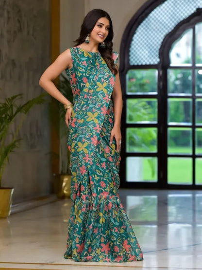 Floral Poly Georgette Ready to Wear Saree