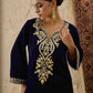 Ethnic Motifs Embroidered Thread Work Velvet Kurta With Patiala
