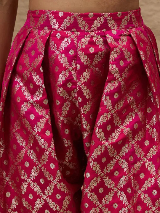 Ethnic Motifs Embroidered Thread Work Velvet Kurta With Patiala