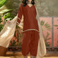 Women Cotton Embroidered Straight Kurta And Farshi Salwar With Dupatta Set