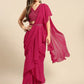 Blouse with prestiched frill Gown with Attached Drape