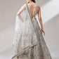 Rose gold and silver net mirror and sequins embroidery semi-stitched lehenga choli with dupatta for women, view 8