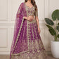 Zari Work Net Bridesmaid Lehenga Choli With Dupatta - Pista Green, Purple, Teal Green
