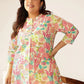 Plus Size Pure Cotton Floral Printed A-line Tunic