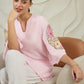 Women Farshi Floral Embroidered U-Neck Pure Cotton Kurti with Salwar