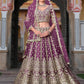 Zari Work Net Bridesmaid Lehenga Choli With Dupatta - Pista Green, Purple, Teal Green