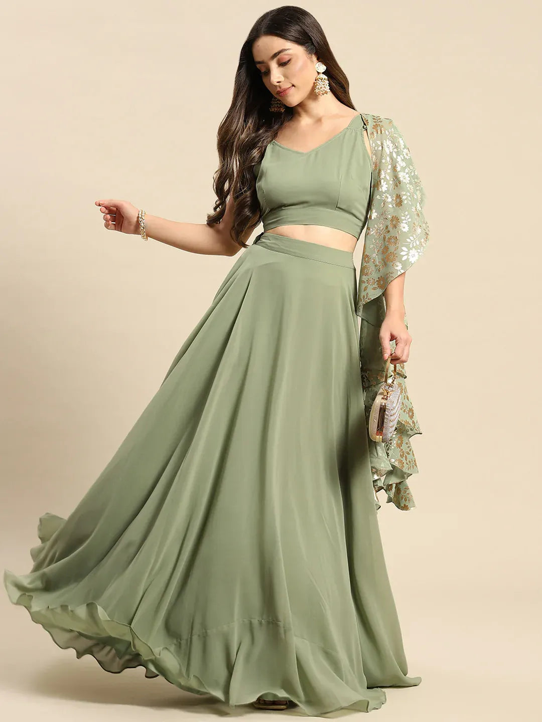 Flared skirt with crop top in Pastel Colors