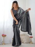 Glamorous Black Sequins Georgette Reception Wear Saree With Blouse