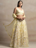 Beautiful Yellow Sequins Net Party Wear Lehenga Choli With Dupatta