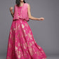 Pink Floral Printed Co-Ords Set with Sequins and Lace Detail