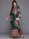 Women Green Floral Printed Sequinned Floral Kurta