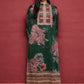Plus Size Floral Printed Mandarin Collar Sequinned Silk Kurta
