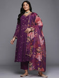 Plus Size Printed Empire Gotta Patti Kurta with Trousers & With Dupatta