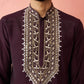 Men's chanderi kurta set with cream pant, view 6