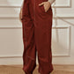 Womens Maroon V-Neck Cambric Crop Top with Joggers Yoga Pants