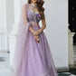 Fabulous Lavender Organza Lehenga With Embroidered Choli