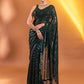 Green Sequins Georgette Party Wear Saree With Blouse