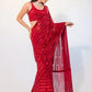 Exquisite Red Sequins Georgette Festival Wear Saree With Blouse