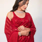 Exquisite Red Sequins Georgette Festival Wear Saree With Blouse
