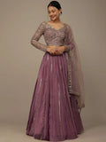 Pink Embroidered Georgette Lehenga Set With Dupatta