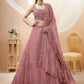 Pink & Silver-Toned Embroidered Sequinned Bridal Lehenga Choli Set With Dupatta