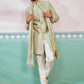 Men's Pista Green Rayon Indo Western, Pyjama & Dupatta Set