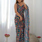 Astonishing Navy Blue Digital Printed Chinon Saree With Blouse