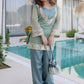 Fabulous Mirror Work Organza Function Wear Top With Palazzo
