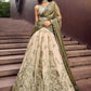 Precious Soft Beige Embroidered Silk Wedding Wear Lehenga Choli