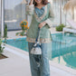 Fabulous Mirror Work Organza Function Wear Top With Palazzo