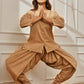 Womens Beige Cambric Cotton Dhoti Yoga Pants