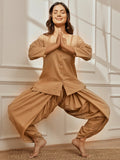 Womens Beige Cambric Cotton Dhoti Yoga Pants