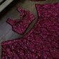 Remarkable Purple Sequins Velvet Party Wear Ruffle Lehenga Choli