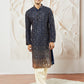 Men's Navy Blue Georgette Zari With Sequins Worked Kurta with Dupatta & Patiala Set