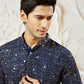 Men's Navy Blue Georgette Zari With Sequins Worked Kurta with Dupatta & Patiala Set