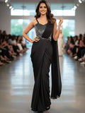 Midnight Black Glamour Designer Saree Fusion Saree