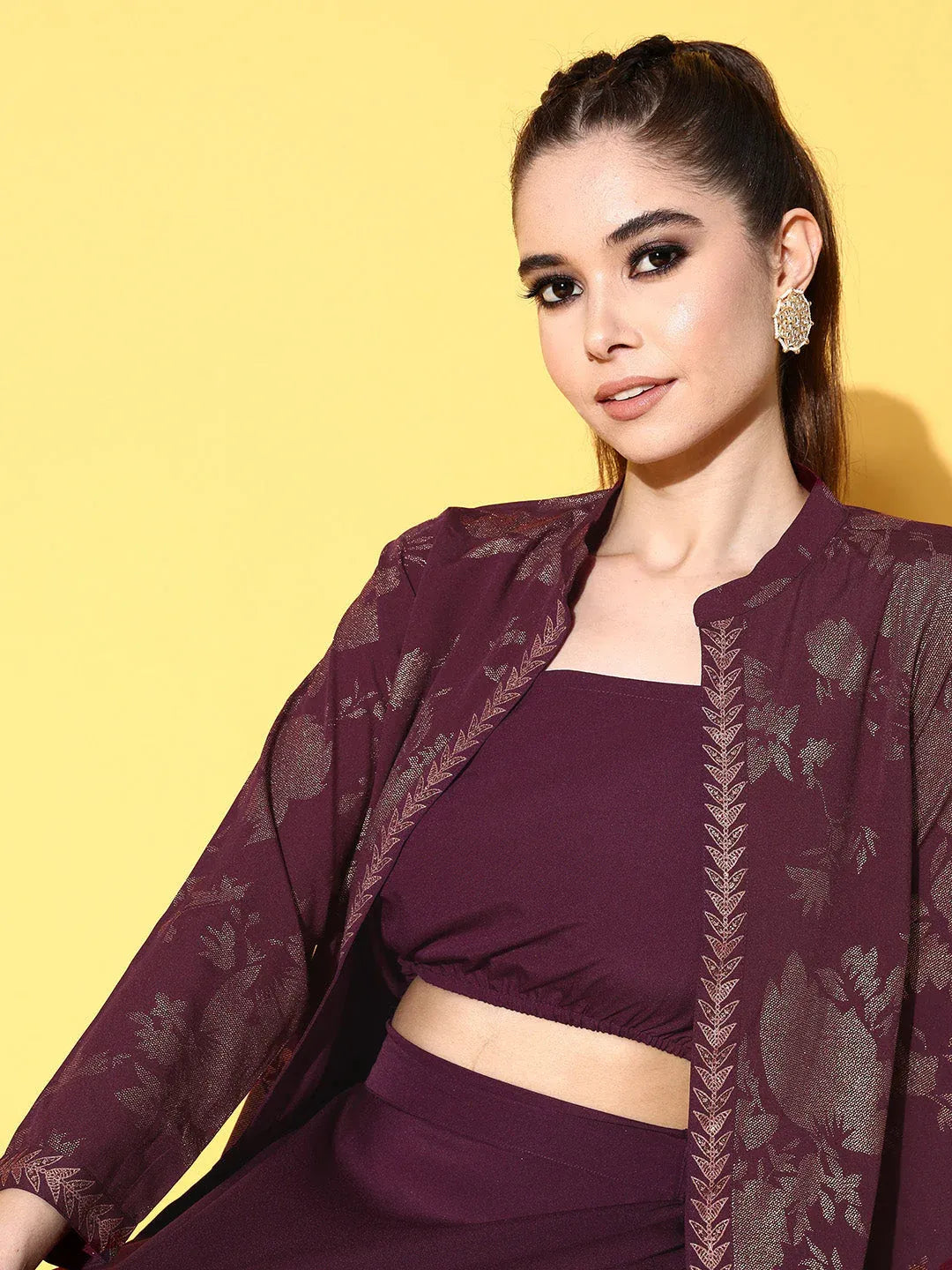 Stylish Printed Top & Jacket With Skirt - Co-ord Set