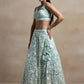 Attractive Blue Sequins Net Designer Lehenga Choli With Dupatta