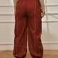 Womens Maroon V-Neck Cambric Crop Top with Joggers Yoga Pants