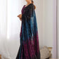 Alluring Black Sequins Georgette Cocktail Party Wear Saree With Blouse