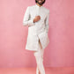 Men's Jacquard Indo-Western Kurta with Cream Trousers