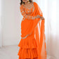 Orange Sequins Georgette Festival Wear Lehenga Saree