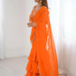 Orange Sequins Georgette Festival Wear Lehenga Saree