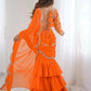 Orange Sequins Georgette Festival Wear Lehenga Saree