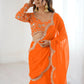 Orange Sequins Georgette Festival Wear Lehenga Saree